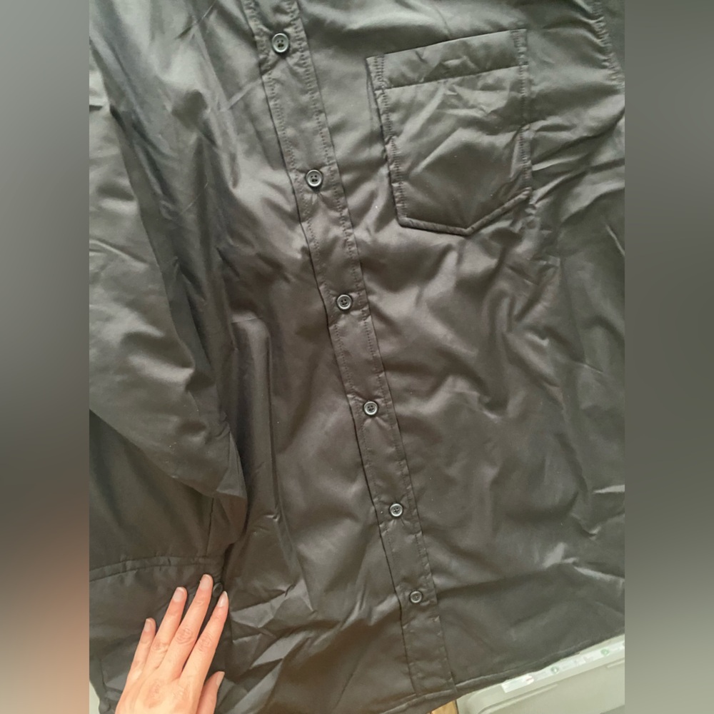 Zara Black Water Repellent Quilted Overshirt shirt Jacket button closure NWT - Picture 13 of 16